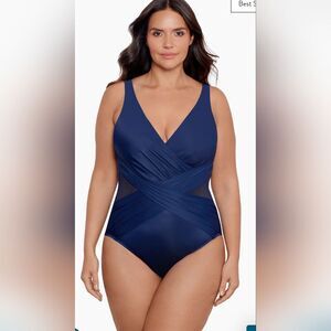 Miraclesuit Plus Size Crossover One Piece NWOT Size 24W Blue